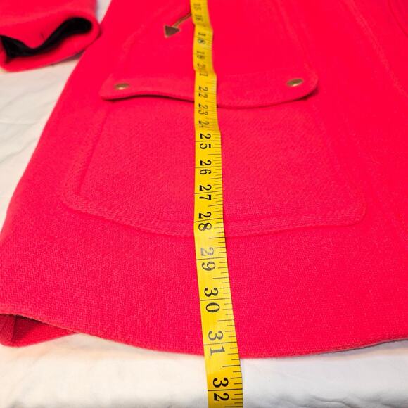 J. Crew Women's Red Chateau Stadium Parka Coat Nello Cori Faux Fur Hood Size 10 - Picture 6 of 7